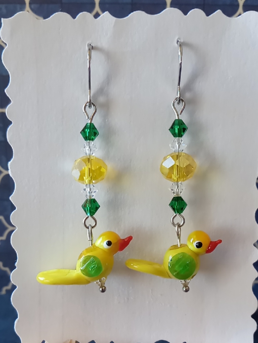 Yellow Bird Lampwork Earrings